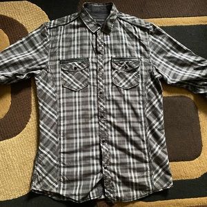 INC Gray and White Flannel Long Sleeve Shirt Size S